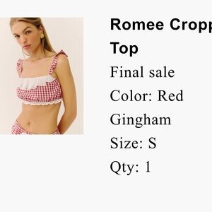 Reformation red gingham top! Brand new!